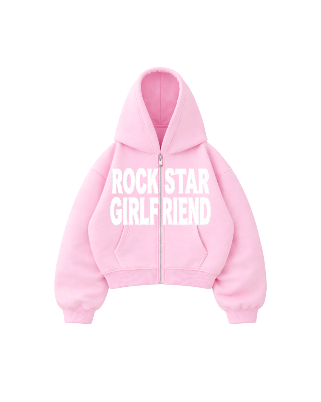 Hoodie Zip Mangas globo  rokstars pink