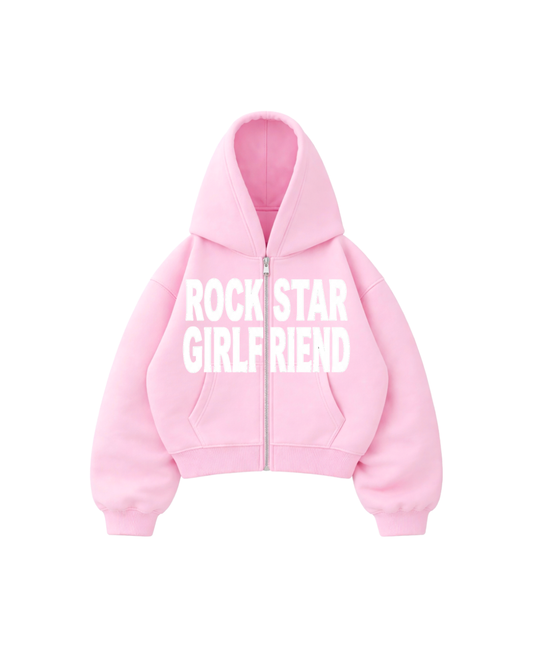 Hoodie Zip Mangas globo  rokstars pink