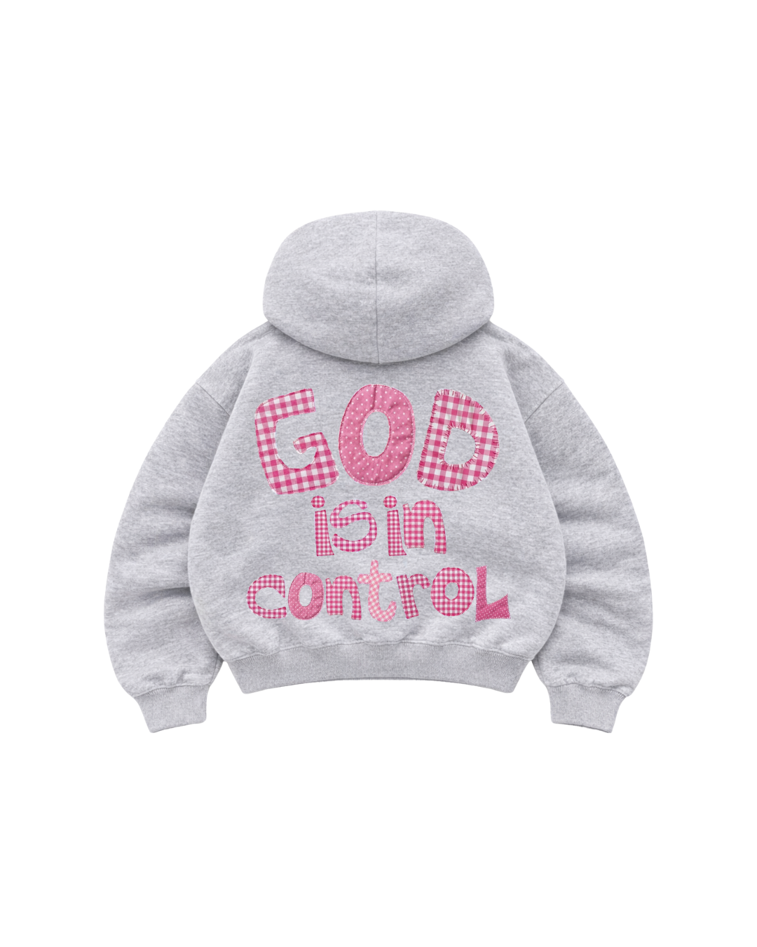 Hoodie Zip Mangas globo grey god is in control .