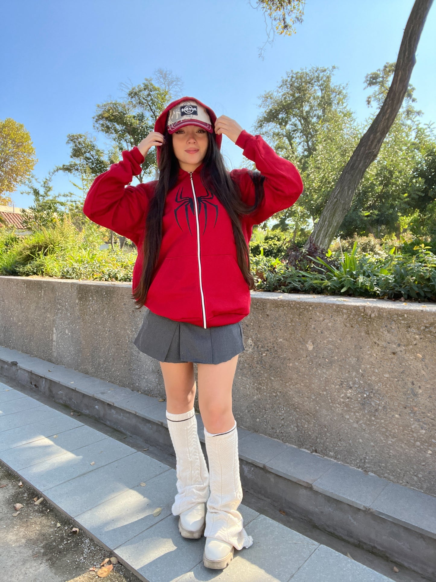 Hoodies zip araña rojo