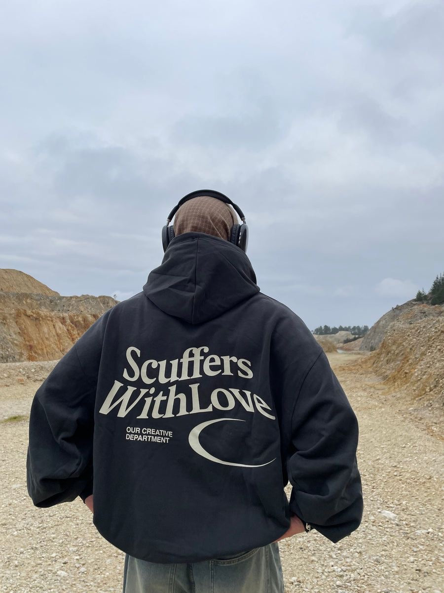 Hoodie negro manga globo with love