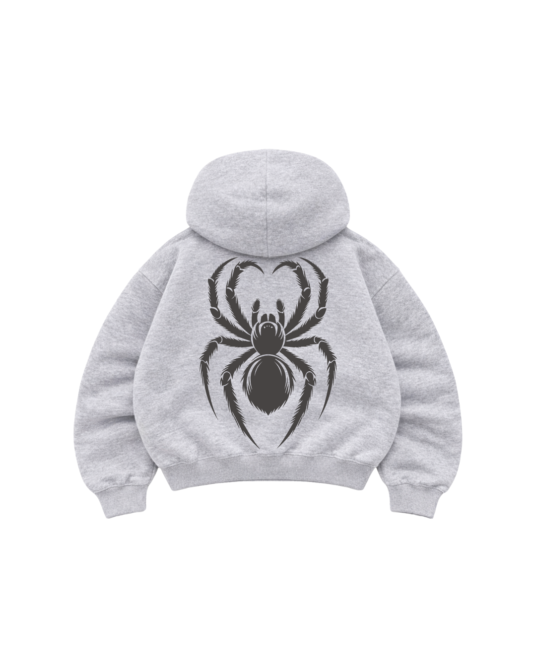 Hoodie Zip Mangas globo grey araña.
