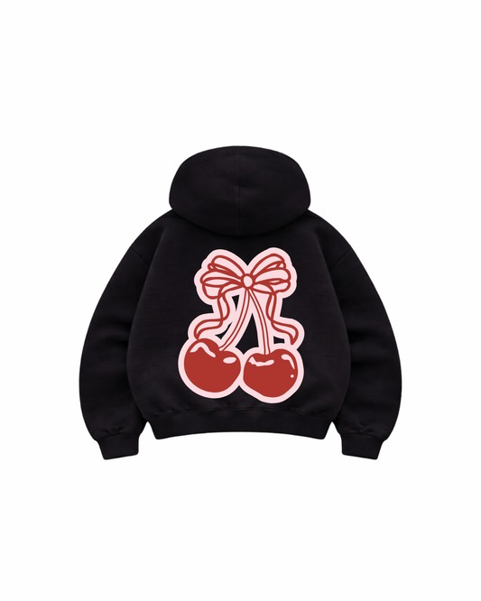 Hoodie Zip Mangas globo black cherry