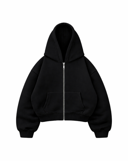 Hoodie Zip Mangas globo Basic black