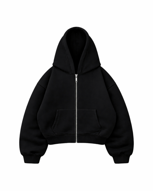 Hoodie Zip Mangas globo Basic black