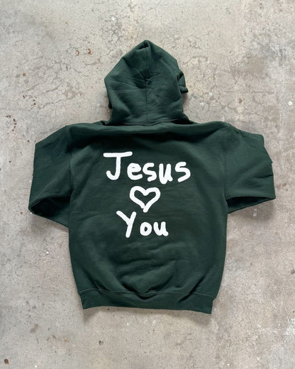 Hoodie Jesús LOVE you verde