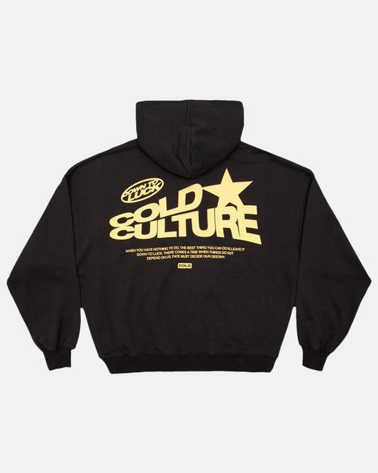 Hoodie negro mangas globo cold culture dorado