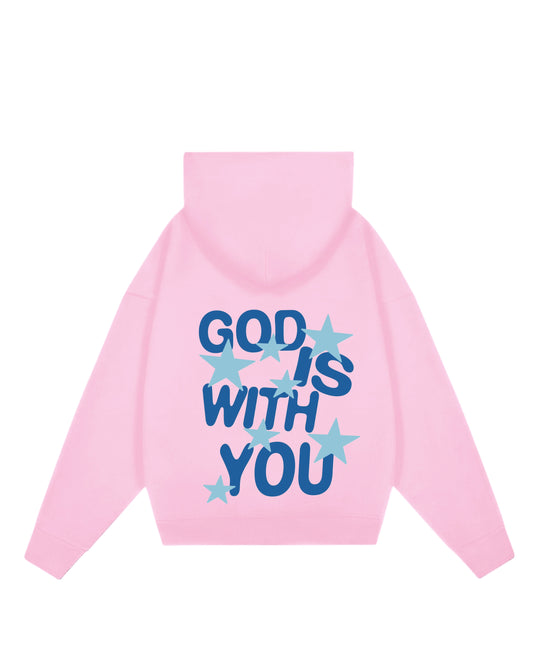 Hoodie rosa god is with you Jesús