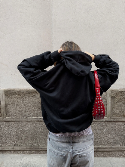 Hoodie mangas globo negro Basic .