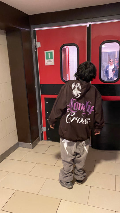 Hoodie Lovely Cross marron