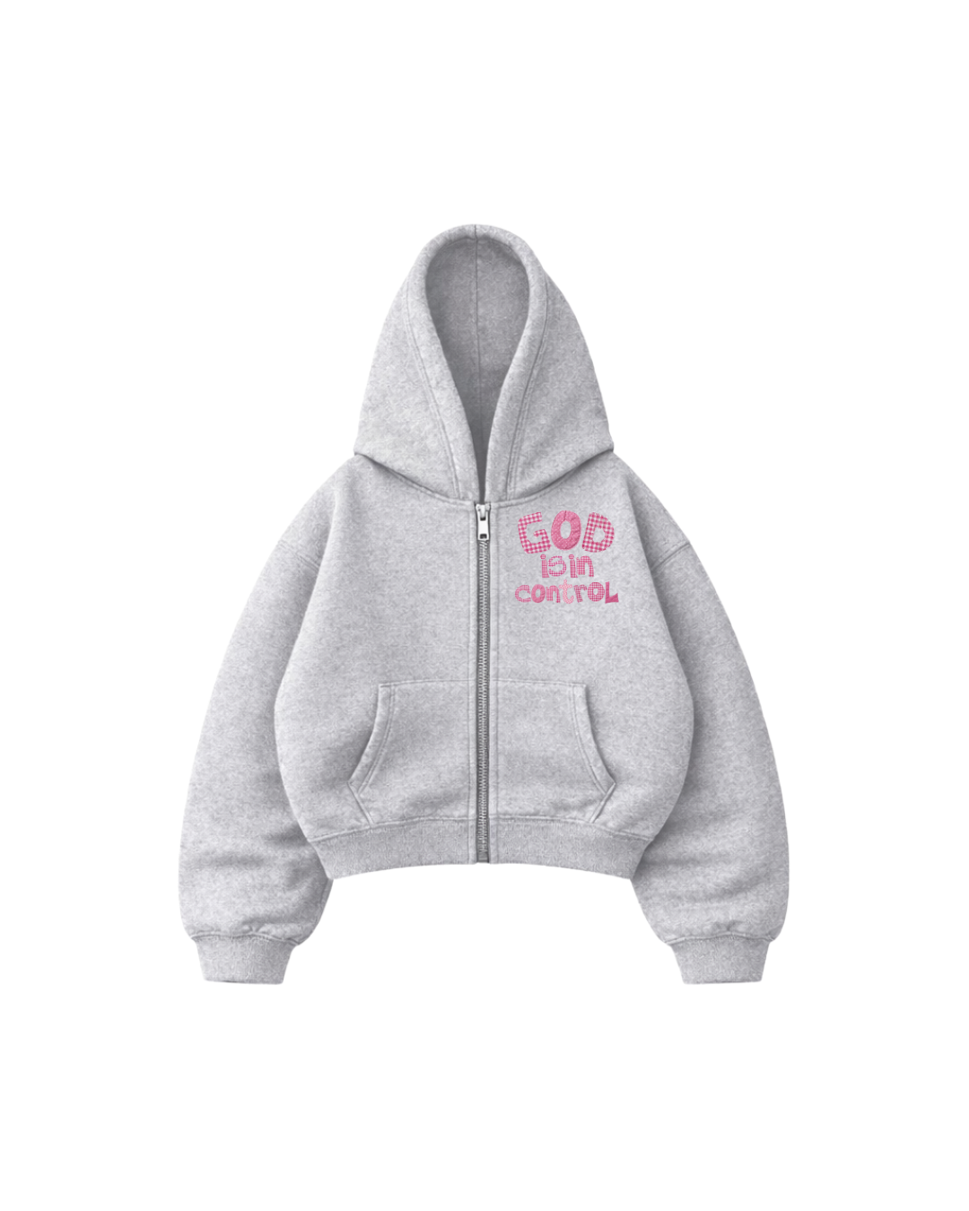 Hoodie Zip Mangas globo grey god is in control .