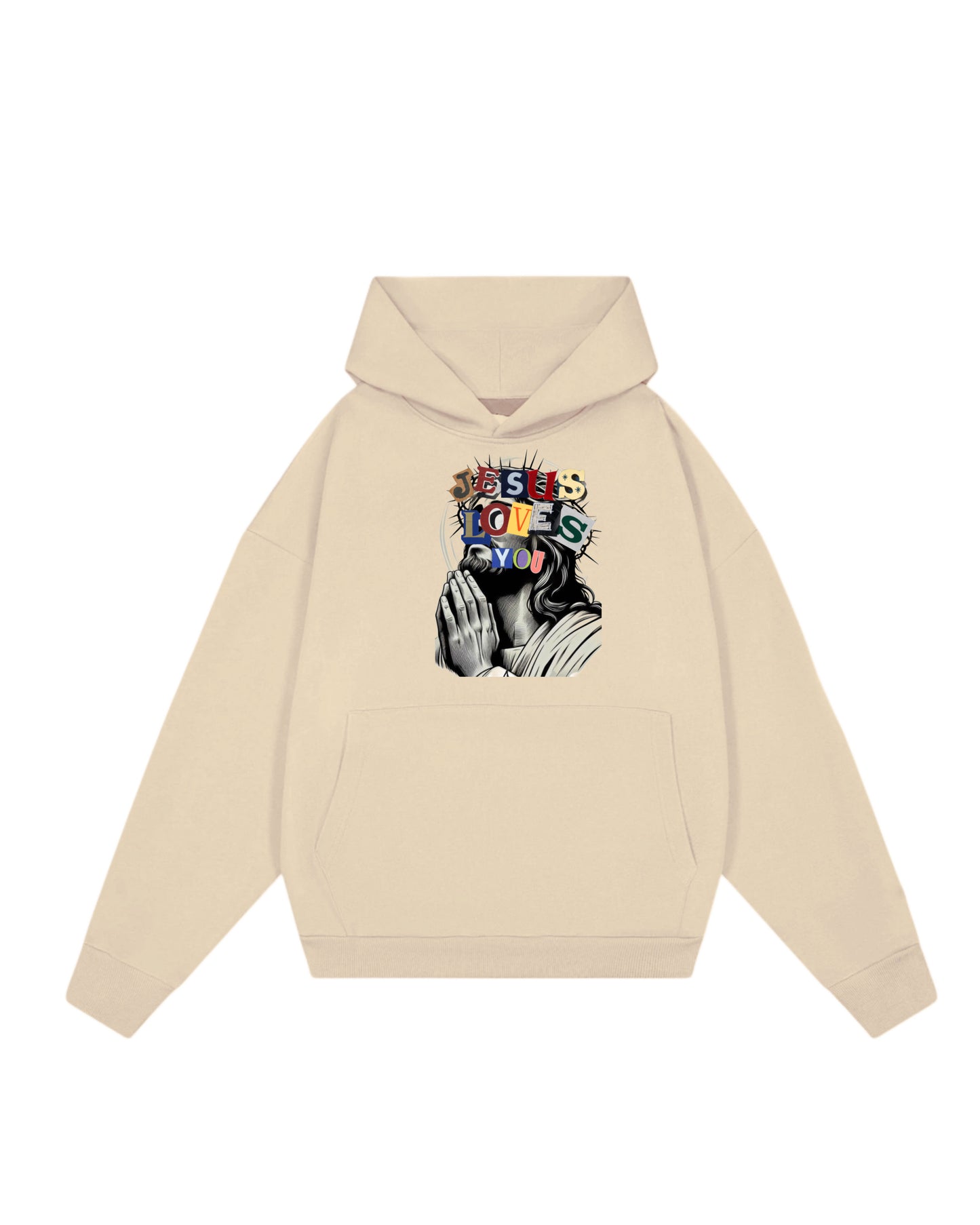 Hoodie beige loves you Jesús