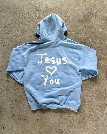 Hoodie Jesús LOVE you celeste