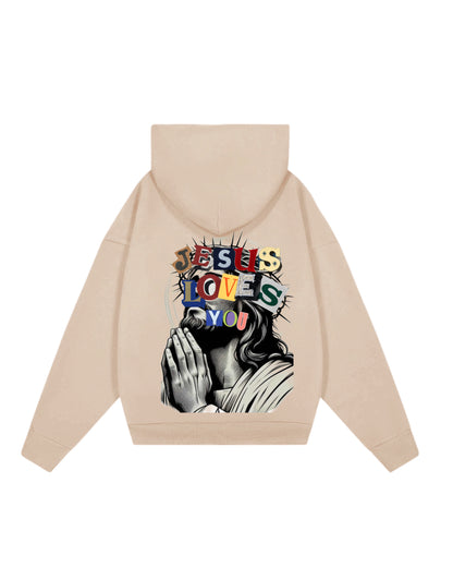 Hoodie beige loves you Jesús