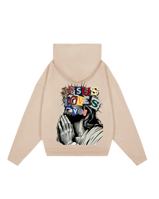 Hoodie beige loves you Jesús