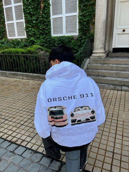 Hoodie porshe  modelo manga globo blanco
