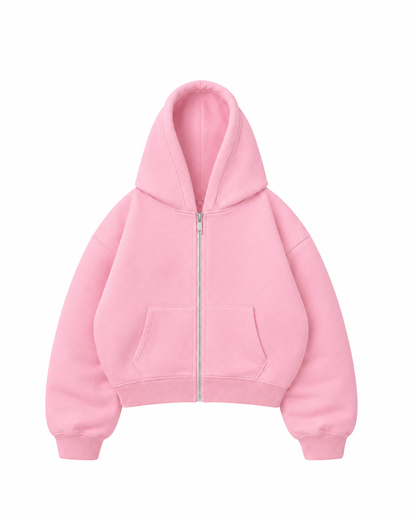 Hoodie Zip Mangas globo Basic pink