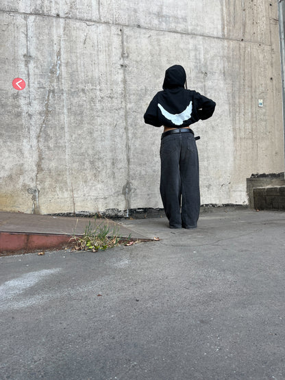 Hoodie negro paloma modelo clásico