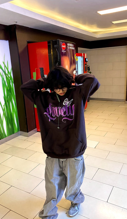 Hoodie Lovely Cross marron