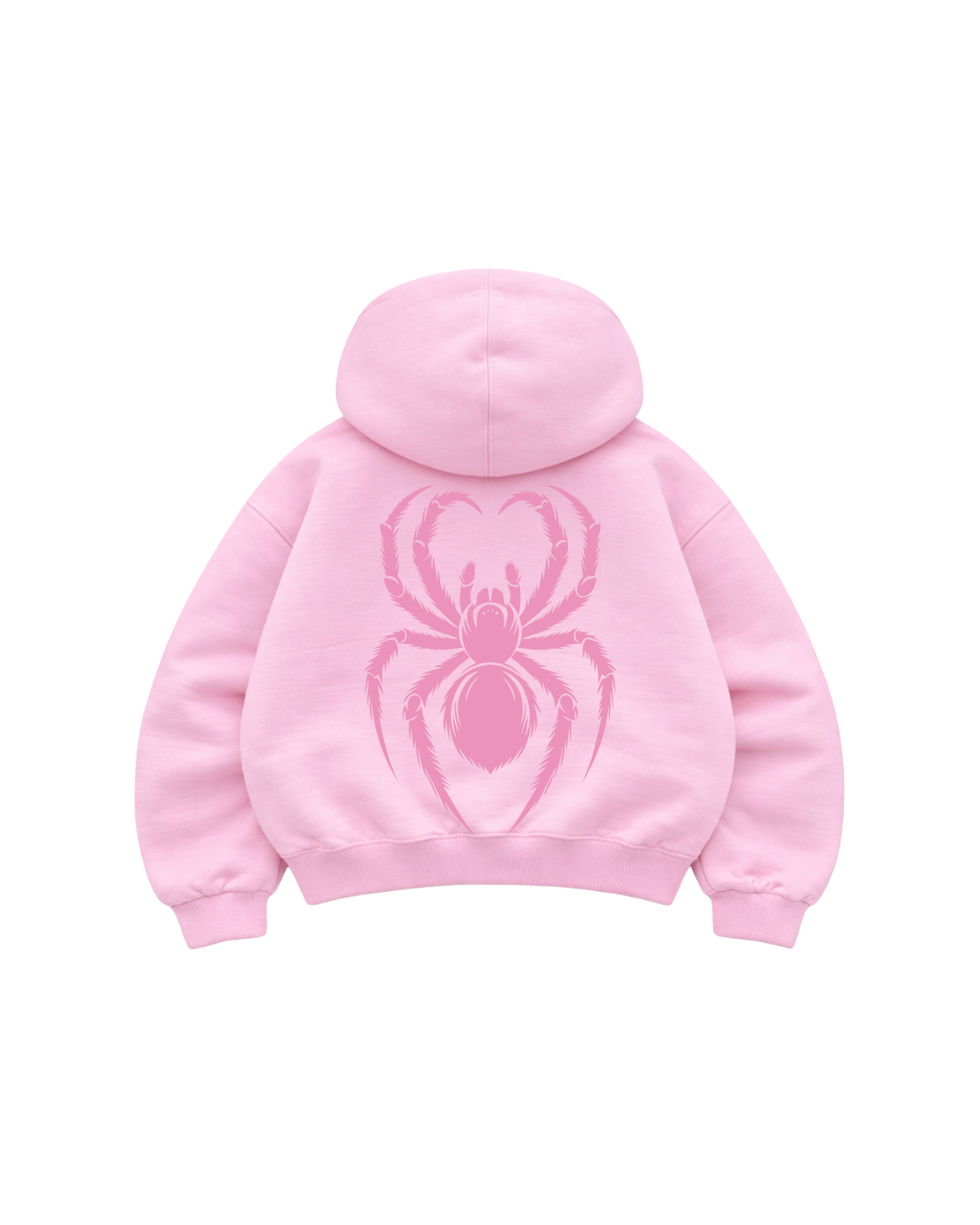 Hoodie Zip Mangas globo pink araña.