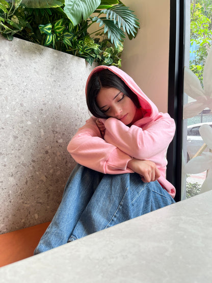 Hoodie Zip Mangas globo Basic pink