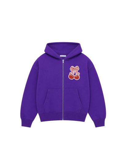 Hoodie cherry purple zip clasic
