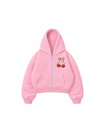 Hoodie Zip Mangas globo pink cherry