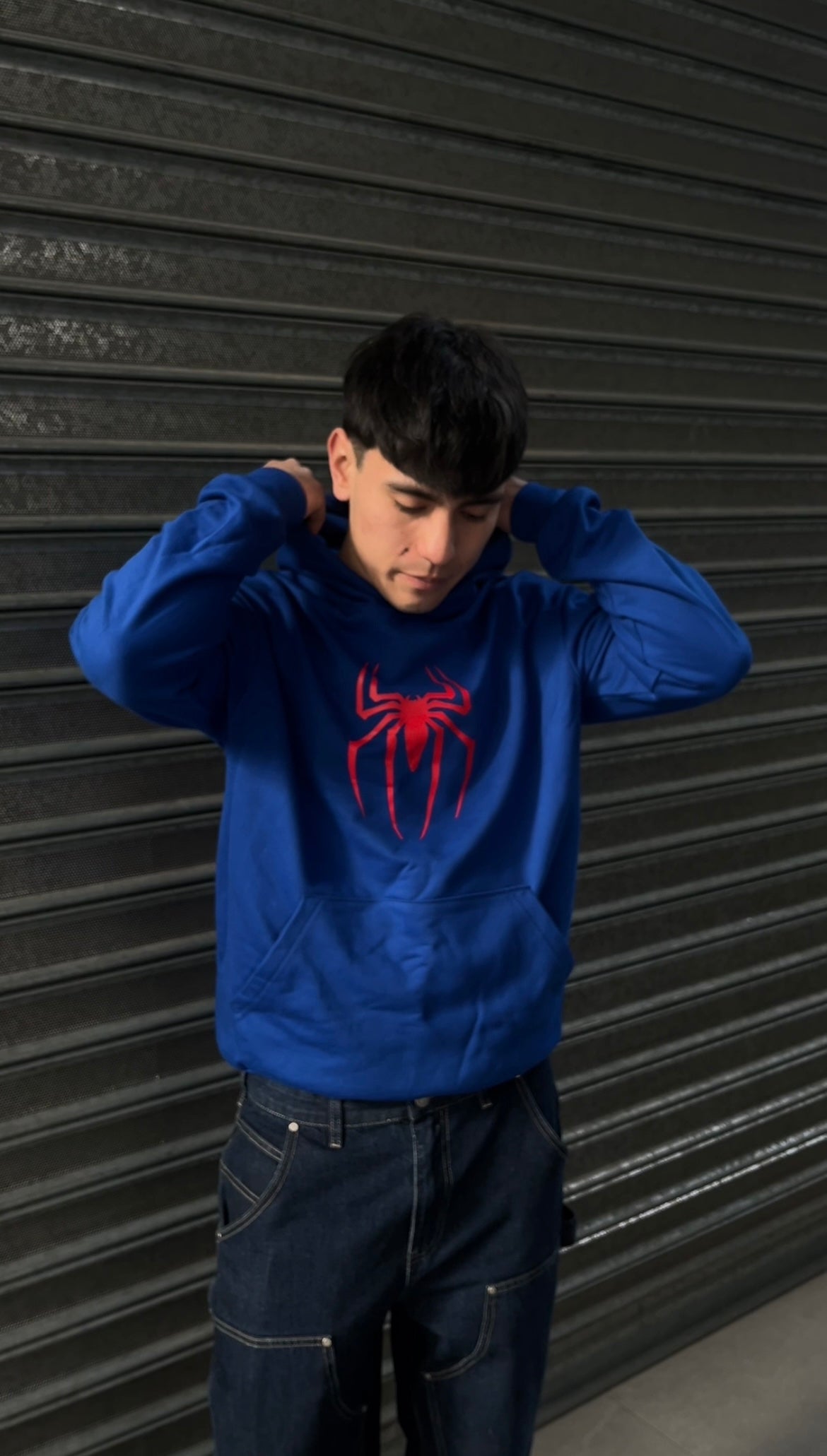 Hoodie spider blue clasico