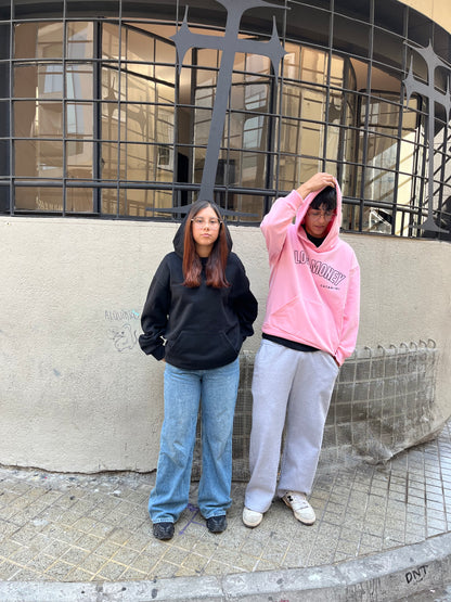 Hoodie I love money modelo manga globo rosa