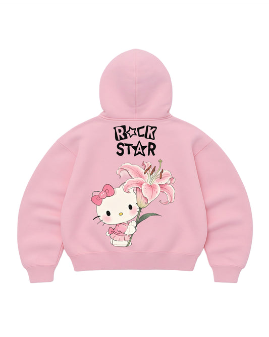 Hoodie kitty mangas globo pink