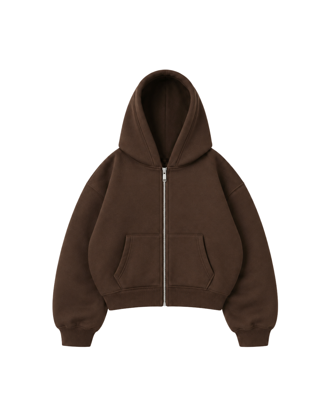 Hoodie Zip Mangas globo Basic coffe