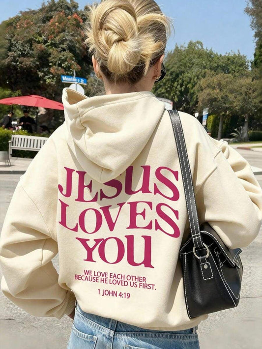 Hoodie Jesús LOVE you beige