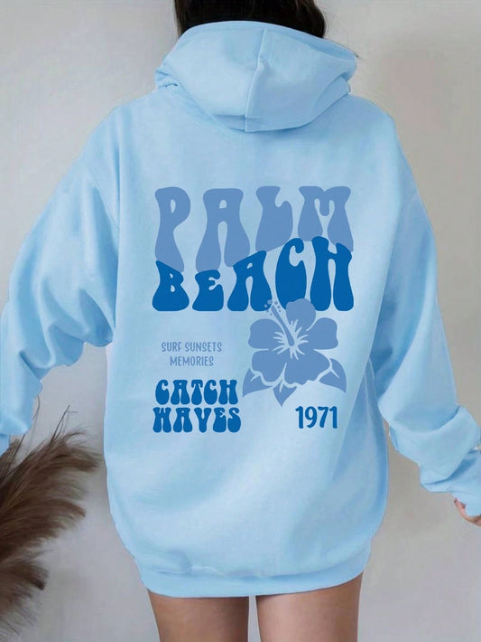 Hoodie celeste palm beach