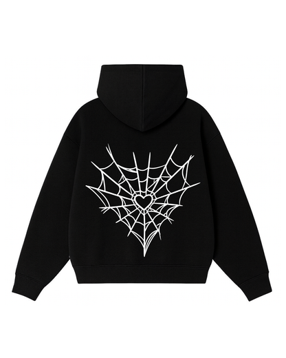Hoodies zip araña negro