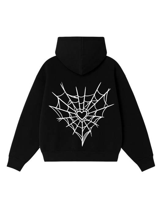 Hoodies zip araña negro
