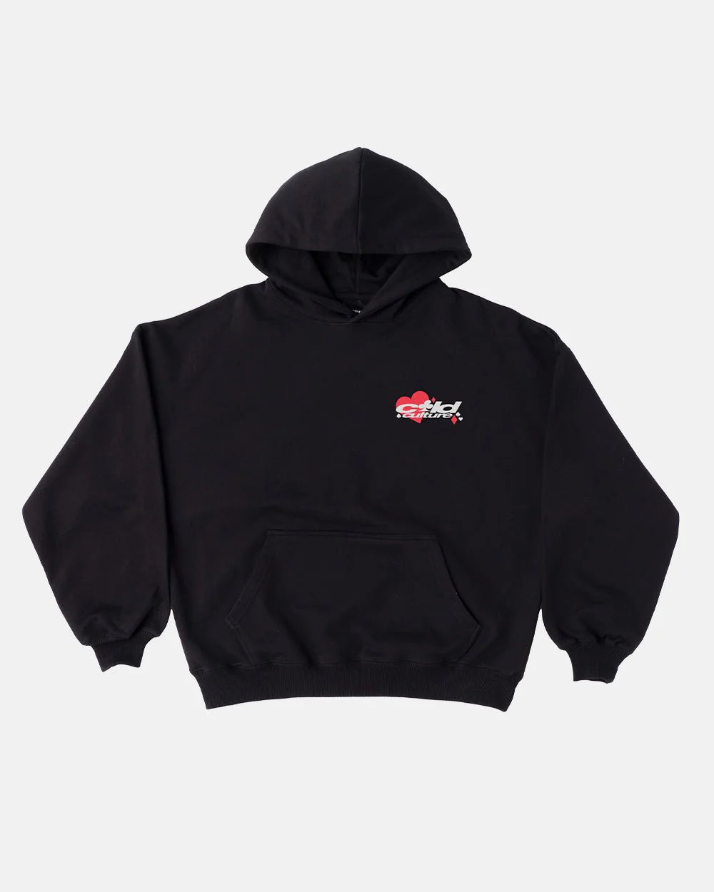 Hoodie negro mangas globo cold culture corazón