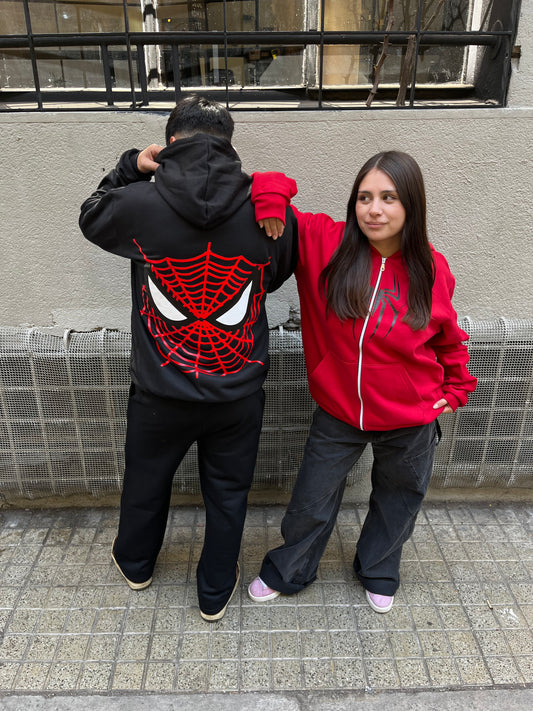 Hoodies zip araña negro