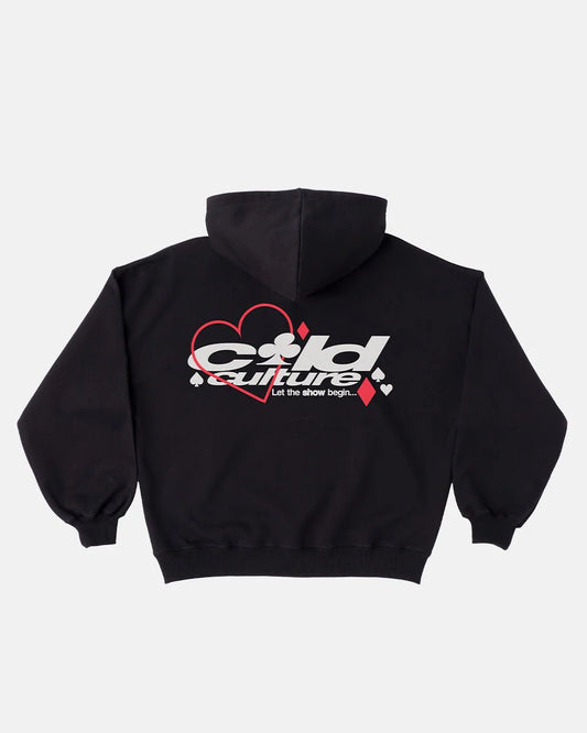 Hoodie negro mangas globo cold culture corazón