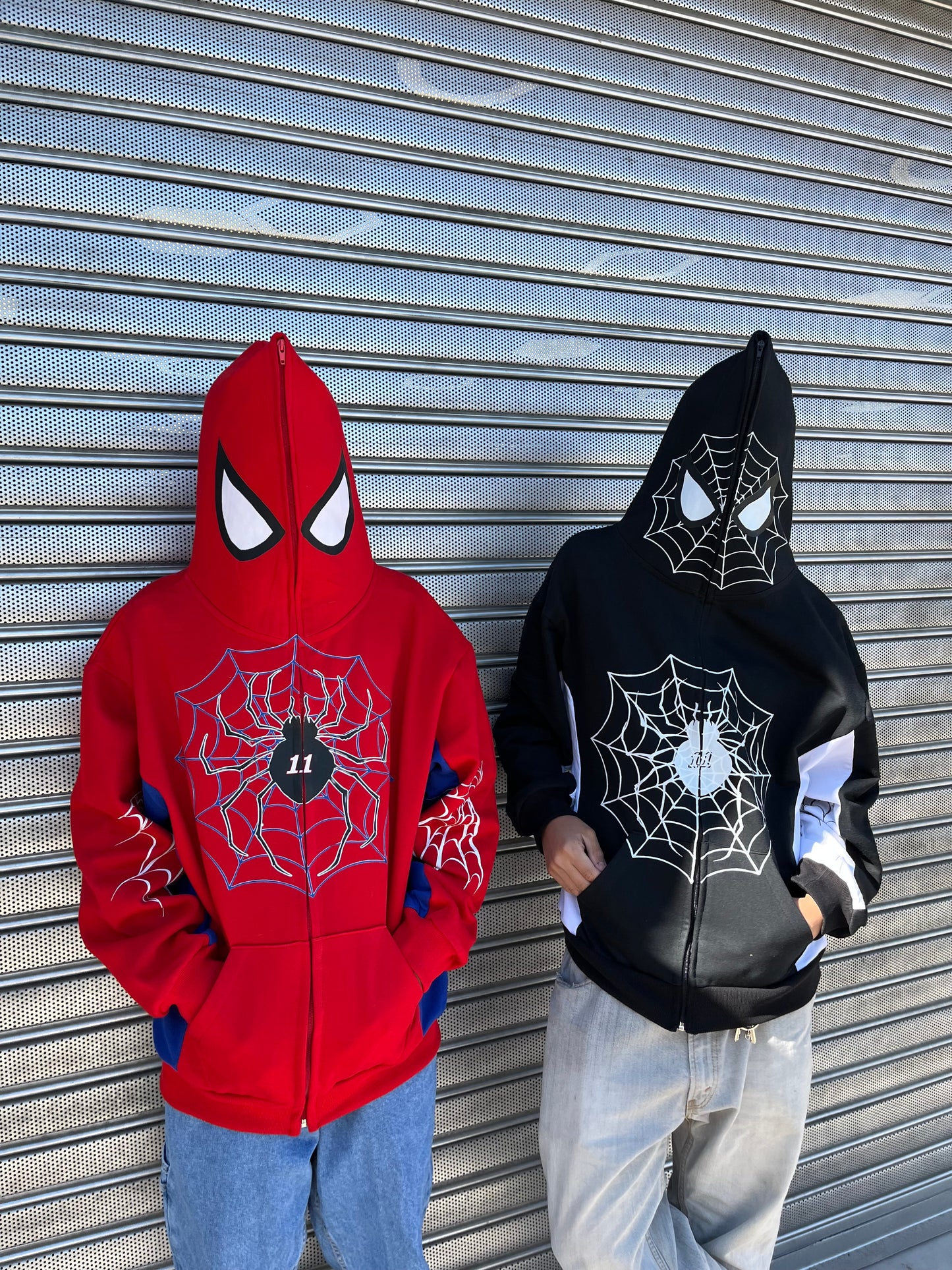 Hoodie spider rojo full zipe