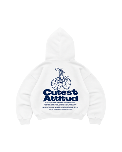 Hoodie cherry    modelo manga globo  Blanco