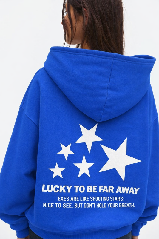 Hoodie stars   modelo manga globo  Azul rey