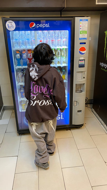 Hoodie Lovely Cross marron