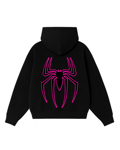 Hoodies zip araña negro