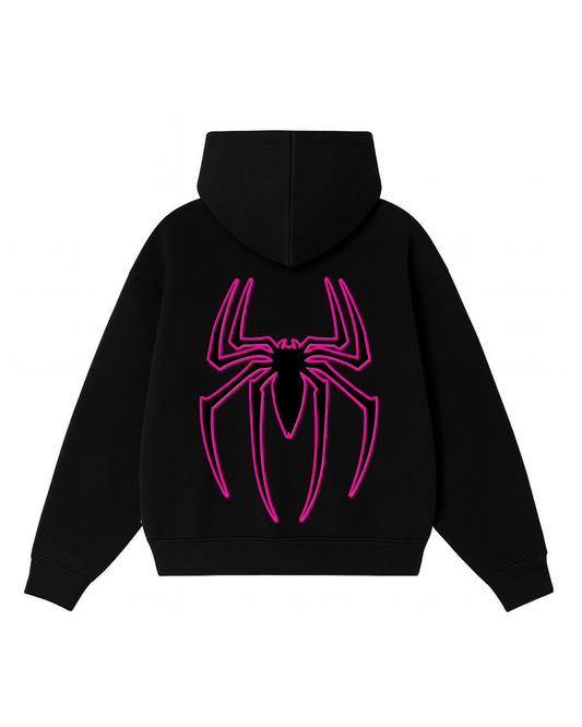 Hoodies zip araña negro