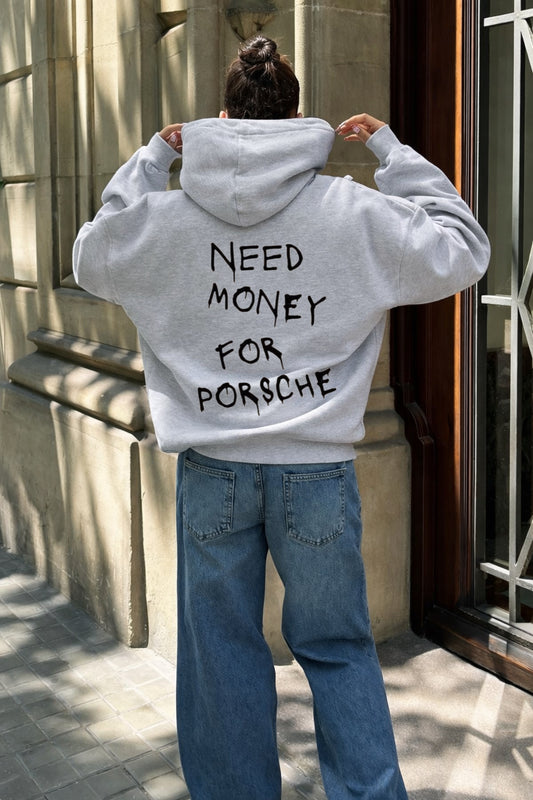 Hoodie modelo manga globo need money for porsche