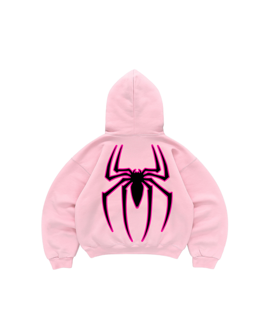 Hoodie mangas globo araña rosa