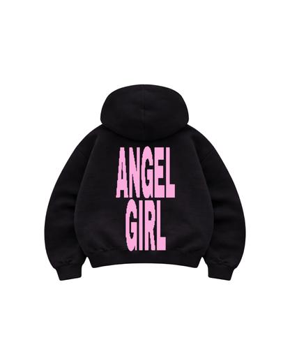 Hoodie Zip Mangas globo black ángel girl .