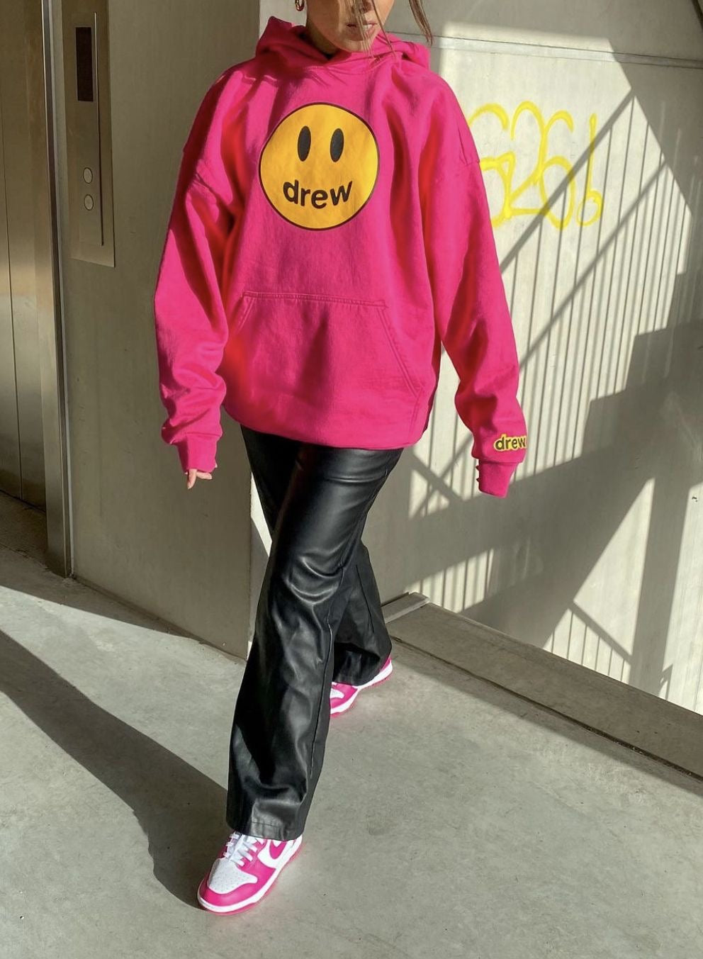 Hoodie fucsia drew