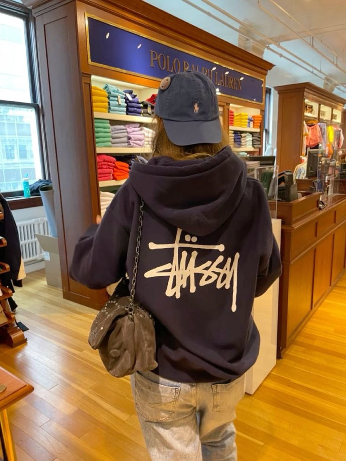 Hoodie stussy azul marino