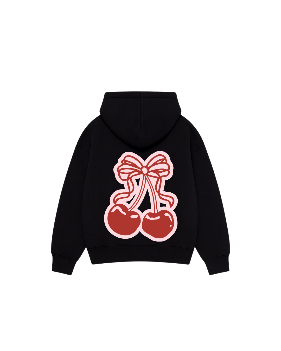 Hoodie cherry zip black clasic